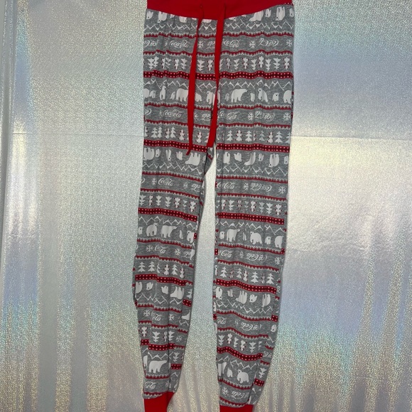 Coca-cola pants pjs polar bears soda drink lovers Christmas winter theme lounge - Picture 2 of 8